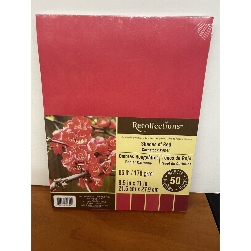 RECOLLECTIONS CARDSTOCK  Paper 8 1/2" x 11" 50 Sheets 65 lb Shades Of Red